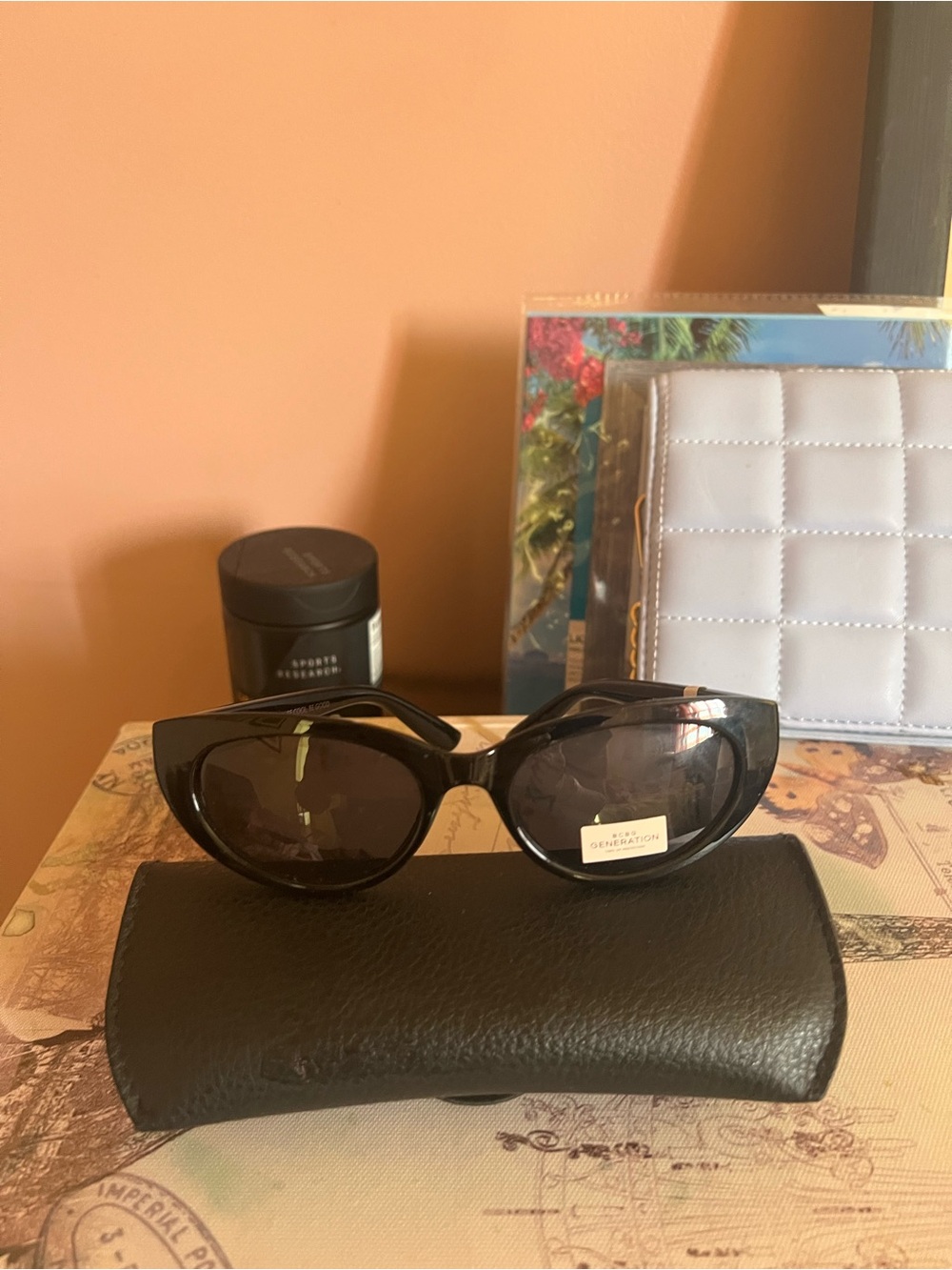 BCBGeneration Black Cat-Eye Sunglasses with Dark Lenses